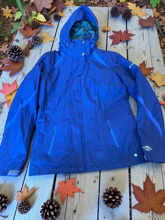 Columbia Other - Columbia Interchange Omni-Tech Men’s Large Blue Hooded Waterproof Jacket Coat